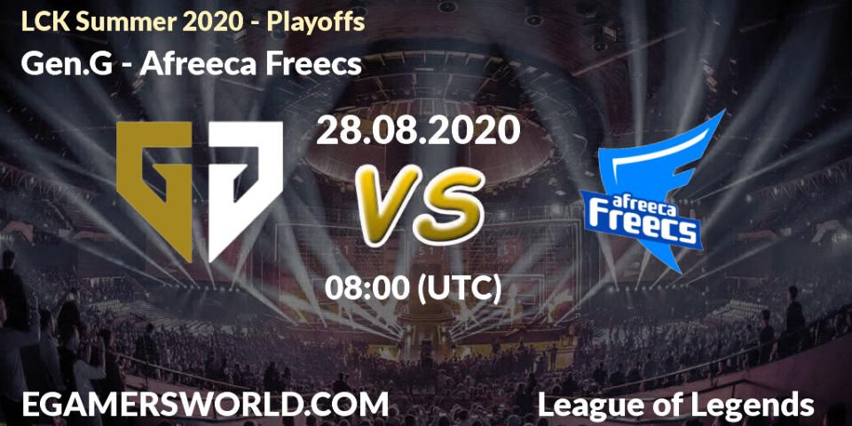 Prognoza Gen.G - Afreeca Freecs. 28.08.20, LoL, LCK Summer 2020 - Playoffs