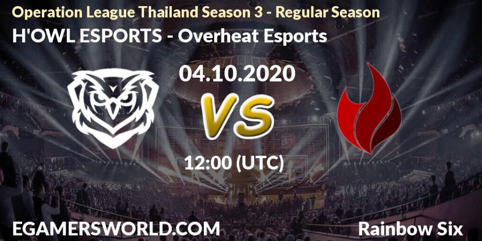 Prognoza H'OWL ESPORTS - Overheat Esports. 04.10.2020 at 12:00, Rainbow Six, Operation League Thailand Season 3 - Regular Season