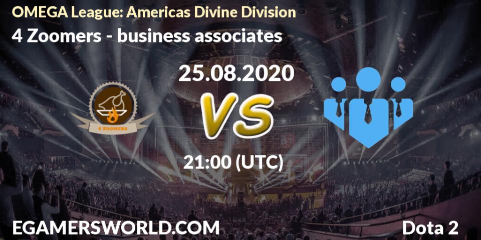 Prognoza 4 Zoomers - business associates. 26.08.2020 at 20:59, Dota 2, OMEGA League: Americas Divine Division