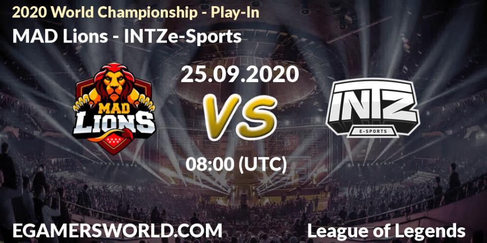 Prognoza MAD Lions - INTZ e-Sports. 25.09.2020 at 08:00, LoL, 2020 World Championship - Play-In