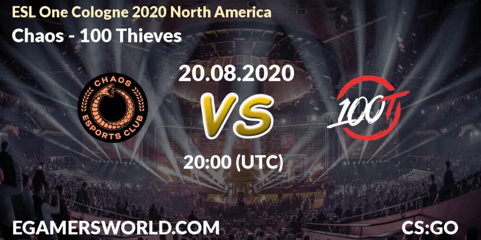 Prognoza Chaos - 100 Thieves. 20.08.2020 at 20:45, Counter-Strike (CS2), ESL One Cologne 2020 North America