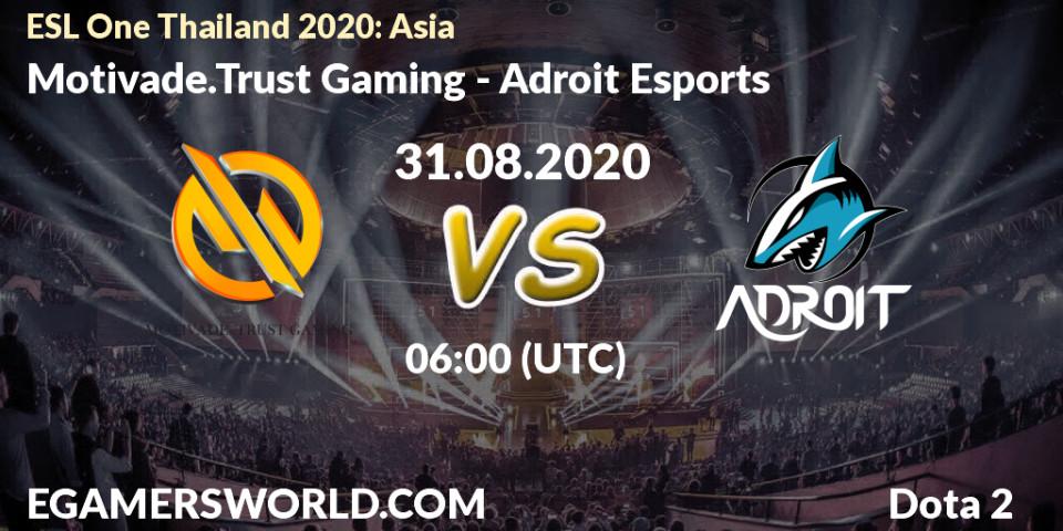 Prognoza Motivade.Trust Gaming - Adroit Esports. 31.08.2020 at 06:01, Dota 2, ESL One Thailand 2020: Asia