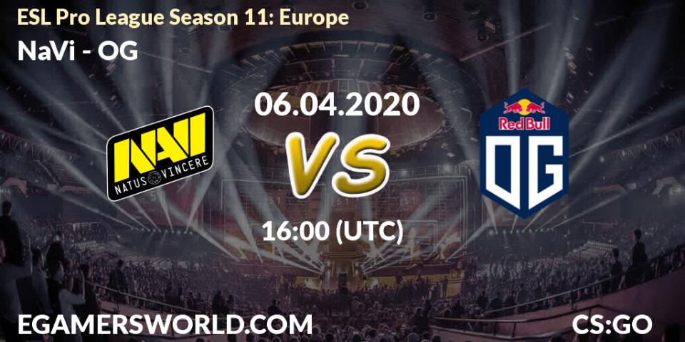 Prognoza NaVi - OG. 06.04.2020 at 16:50, Counter-Strike (CS2), ESL Pro League Season 11: Europe