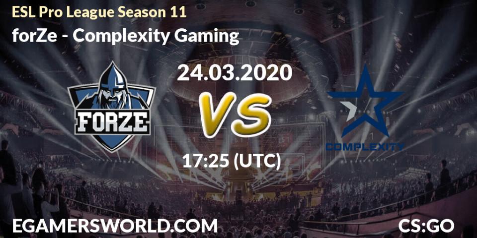Prognoza forZe - Complexity Gaming. 17.03.2020 at 13:25, Counter-Strike (CS2), ESL Pro League Season 11: Europe