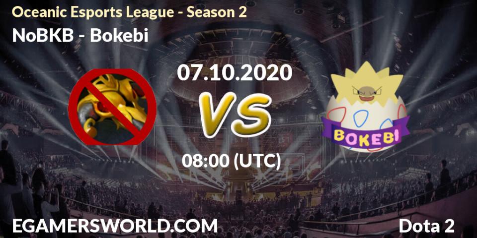 Prognoza NoBKB - Bokebi. 07.10.2020 at 08:00, Dota 2, Oceanic Esports League - Season 2