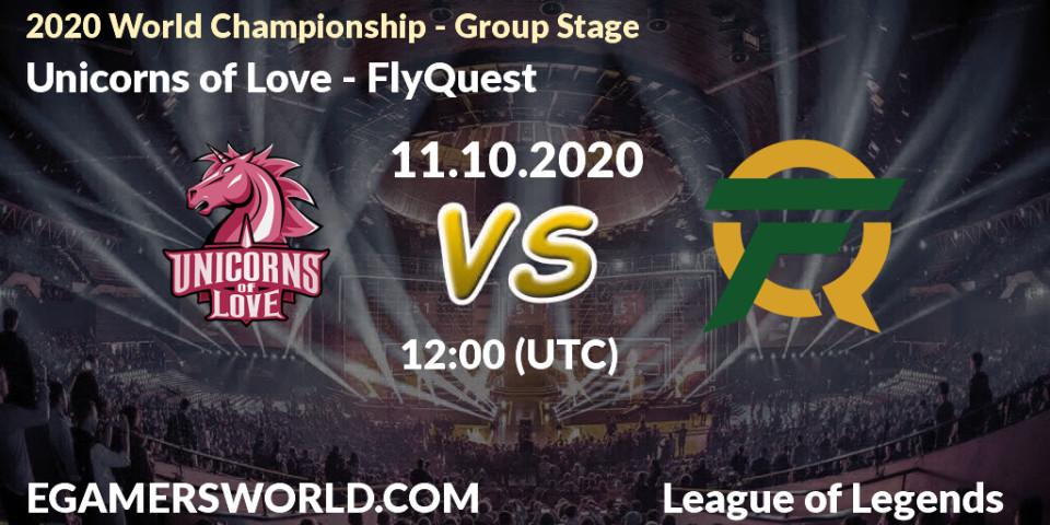 Prognoza Unicorns of Love - FlyQuest. 11.10.20, LoL, 2020 World Championship - Group Stage