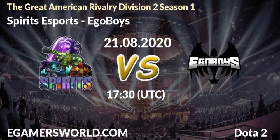 Prognoza Spirits Esports - EgoBoys. 23.08.2020 at 21:13, Dota 2, The Great American Rivalry Division 2 Season 1