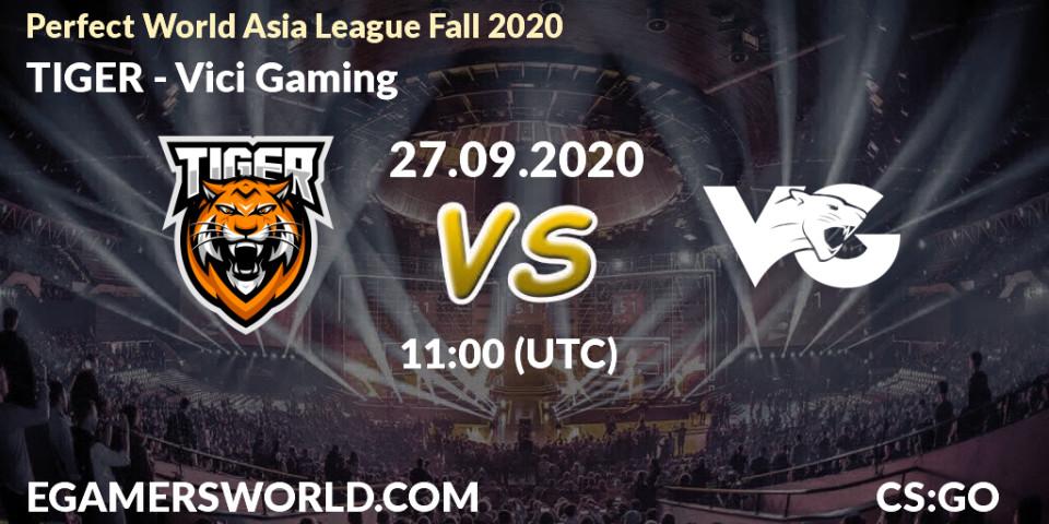 Prognoza TIGER - Vici Gaming. 27.09.2020 at 11:00, Counter-Strike (CS2), Perfect World Asia League Fall 2020