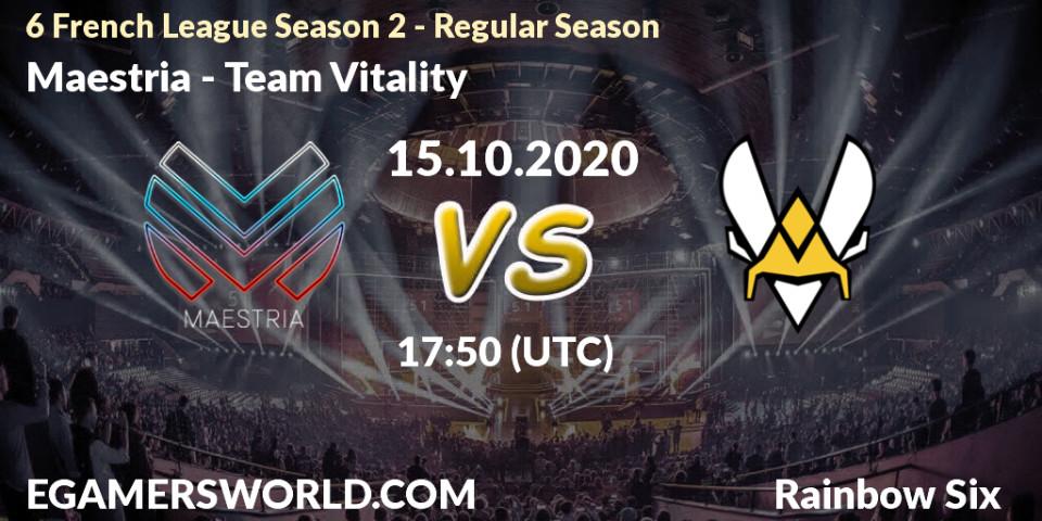 Prognoza Maestria - Team Vitality. 15.10.2020 at 17:50, Rainbow Six, 6 French League Season 2 