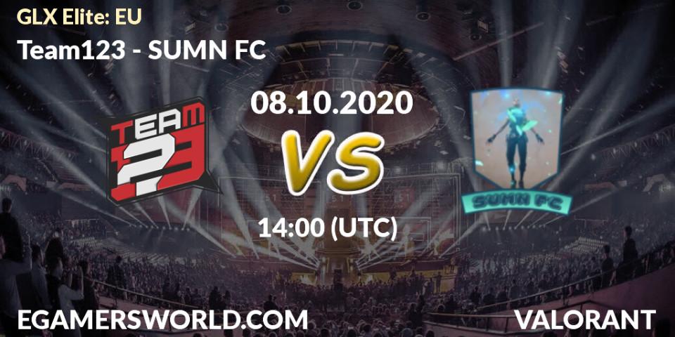Prognoza Team123 - SUMN FC. 08.10.2020 at 14:00, VALORANT, GLX Elite: EU