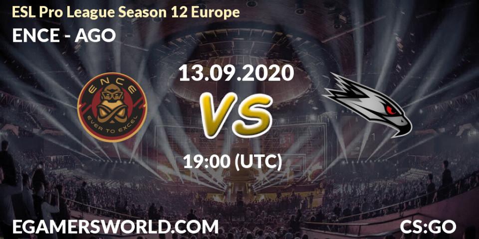Prognoza ENCE - AGO. 13.09.2020 at 19:00, Counter-Strike (CS2), ESL Pro League Season 12 Europe