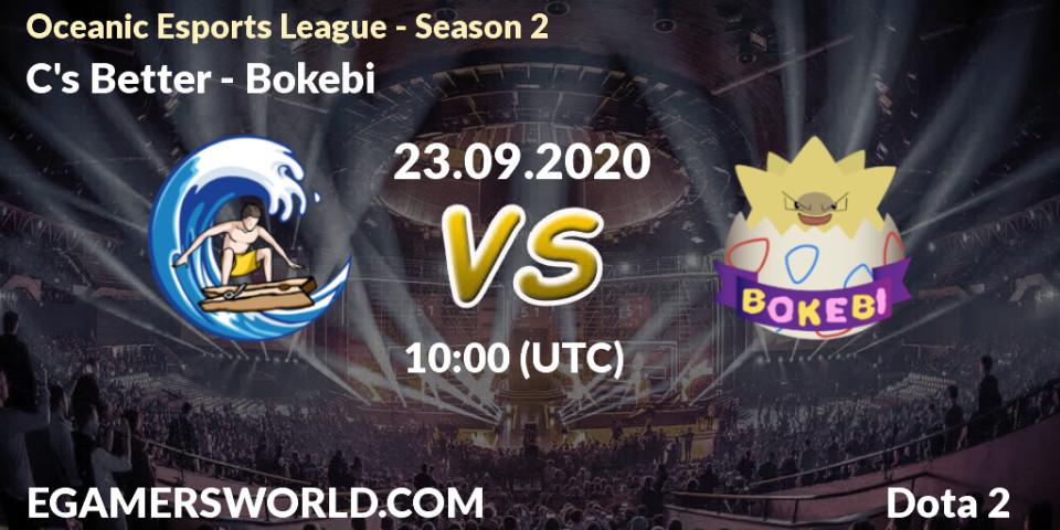 Prognoza C's Better - Bokebi. 23.09.2020 at 10:20, Dota 2, Oceanic Esports League - Season 2