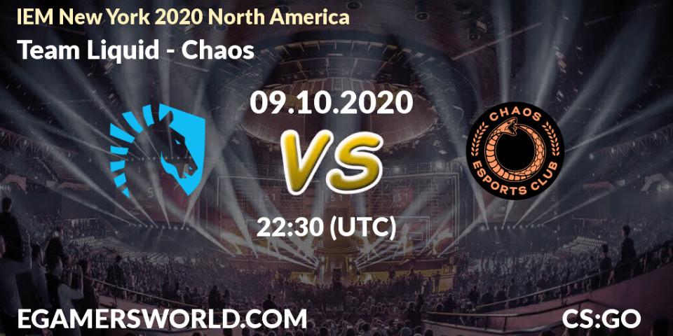 Prognoza Team Liquid - Chaos. 09.10.2020 at 22:30, Counter-Strike (CS2), IEM New York 2020 North America