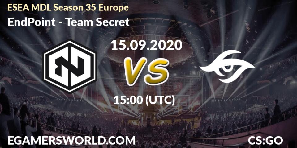 Prognoza EndPoint - Team Secret. 15.09.2020 at 15:00, Counter-Strike (CS2), ESEA MDL Season 35 Europe