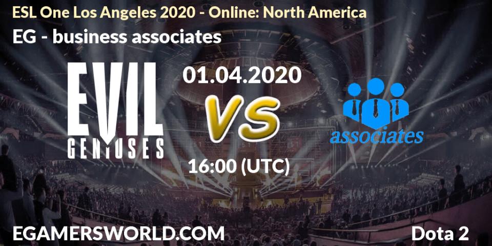 Prognoza EG - business associates. 01.04.2020 at 16:21, Dota 2, ESL One Los Angeles 2020 - Online: North America