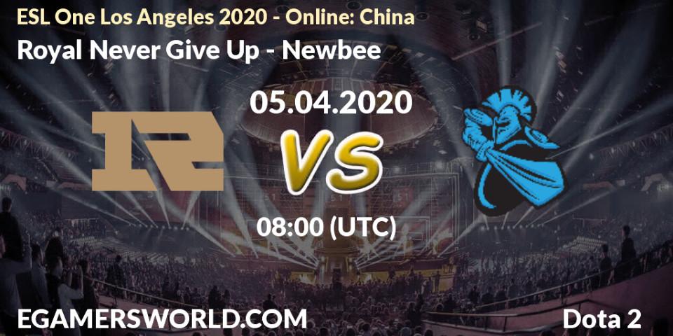 Prognoza Royal Never Give Up - Newbee. 05.04.20, Dota 2, ESL One Los Angeles 2020 - Online: China