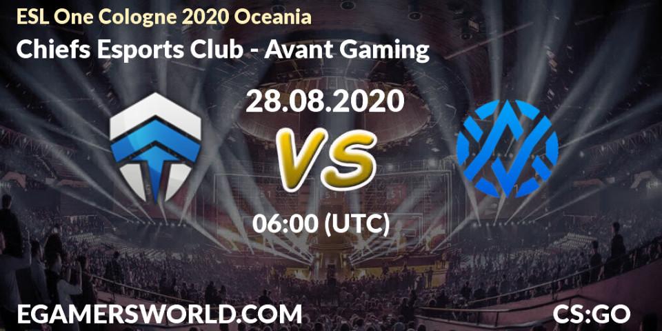 Prognoza Chiefs Esports Club - Avant Gaming. 28.08.2020 at 06:00, Counter-Strike (CS2), ESL One Cologne 2020 Oceania