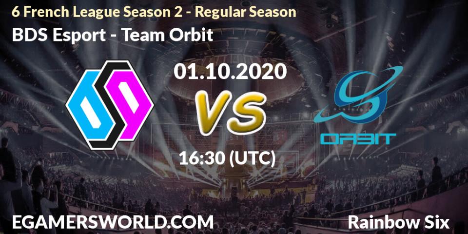 Prognoza BDS Esport - Team Orbit. 01.10.2020 at 16:30, Rainbow Six, 6 French League Season 2 