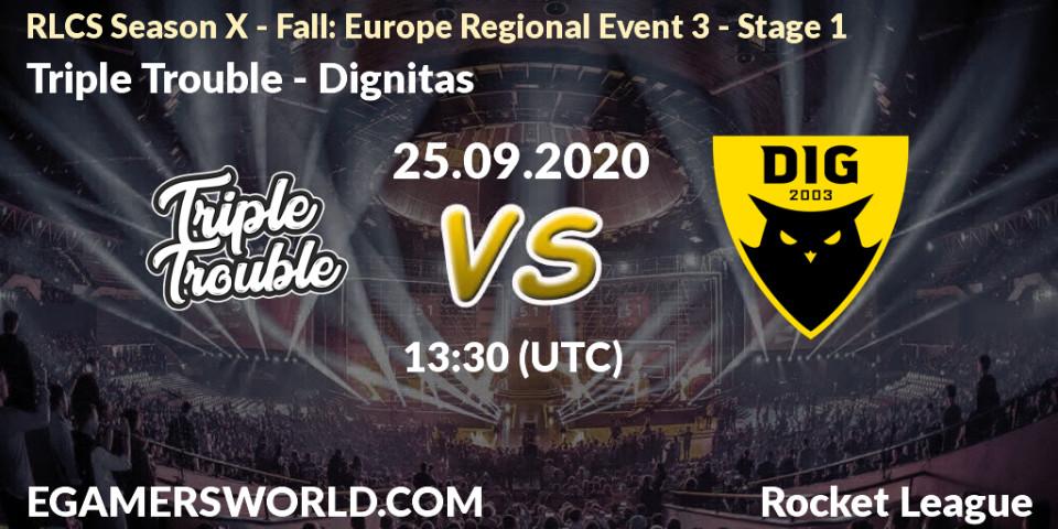 Prognoza Triple Trouble - Dignitas. 25.09.2020 at 13:30, Rocket League, RLCS Season X - Fall: Europe Regional Event 3 - Stage 1