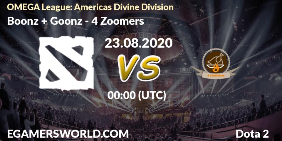 Prognoza Boonz + Goonz - 4 Zoomers. 23.08.2020 at 00:51, Dota 2, OMEGA League: Americas Divine Division