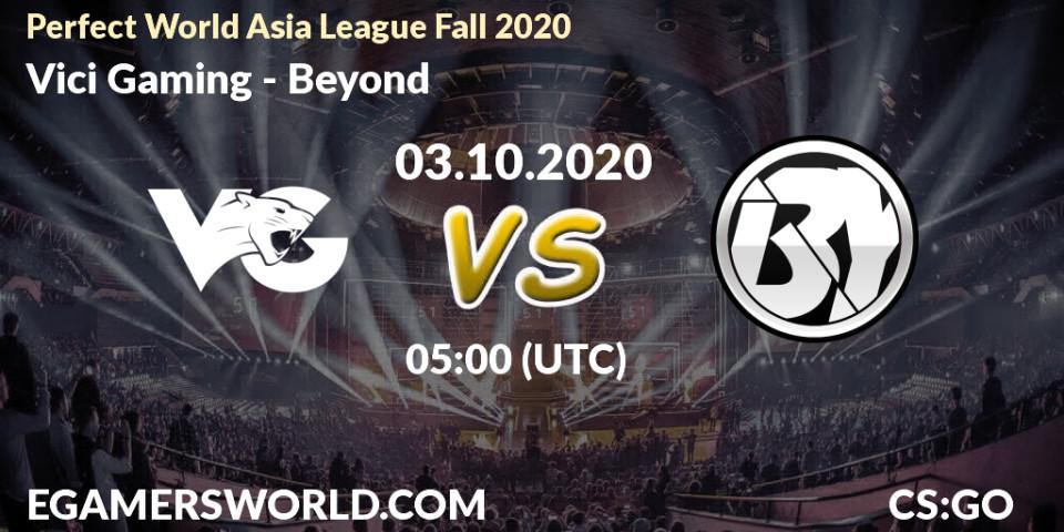 Prognoza Vici Gaming - Beyond. 03.10.2020 at 05:00, Counter-Strike (CS2), Perfect World Asia League Fall 2020