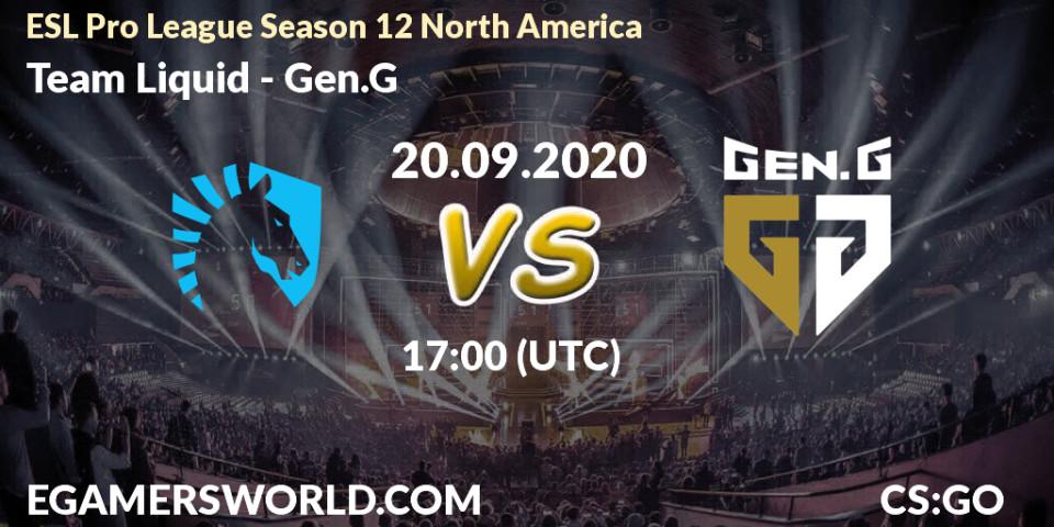 Prognoza Team Liquid - Gen.G. 20.09.2020 at 17:00, Counter-Strike (CS2), ESL Pro League Season 12 North America