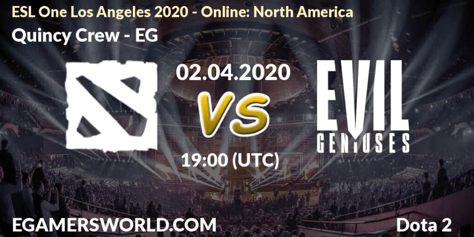 Prognoza Quincy Crew - EG. 02.04.2020 at 19:47, Dota 2, ESL One Los Angeles 2020 - Online: North America
