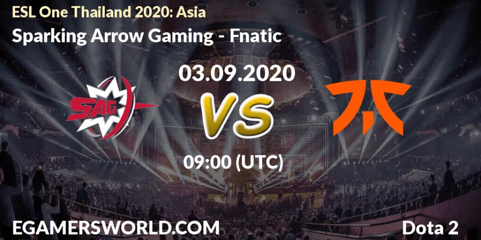Prognoza Sparking Arrow Gaming - Fnatic. 03.09.2020 at 08:34, Dota 2, ESL One Thailand 2020: Asia