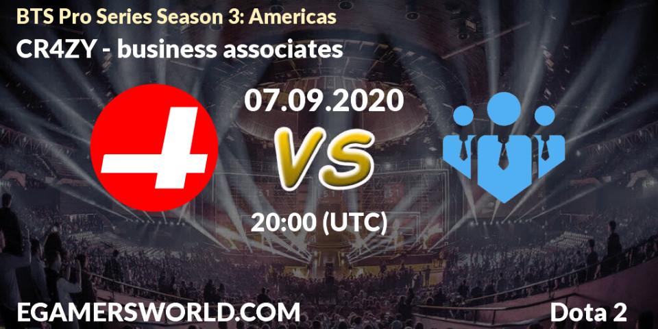 Prognoza CR4ZY - business associates. 07.09.2020 at 20:00, Dota 2, BTS Pro Series Season 3: Americas