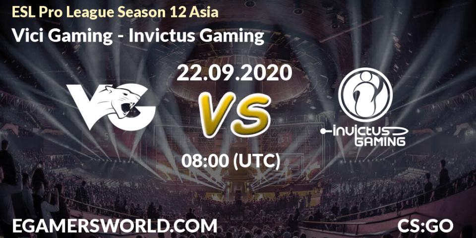 Prognoza Vici Gaming - Invictus Gaming. 22.09.2020 at 08:00, Counter-Strike (CS2), ESL Pro League Season 12 Asia