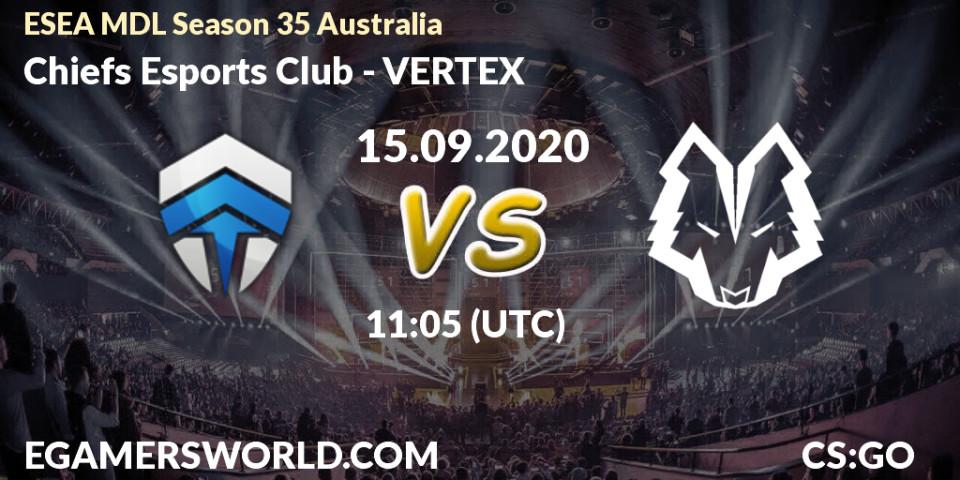 Prognoza Chiefs Esports Club - VERTEX. 15.09.2020 at 11:05, Counter-Strike (CS2), ESEA MDL Season 35 Australia