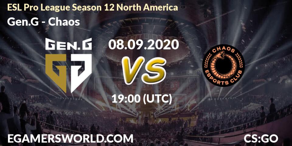Prognoza Gen.G - Chaos. 08.09.2020 at 19:00, Counter-Strike (CS2), ESL Pro League Season 12 North America