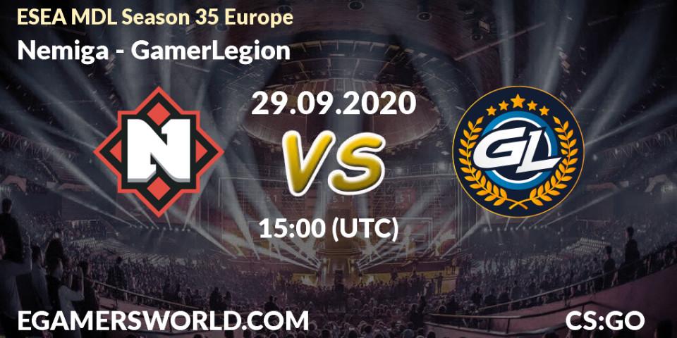 Prognoza Nemiga - GamerLegion. 29.09.2020 at 15:00, Counter-Strike (CS2), ESEA MDL Season 35 Europe