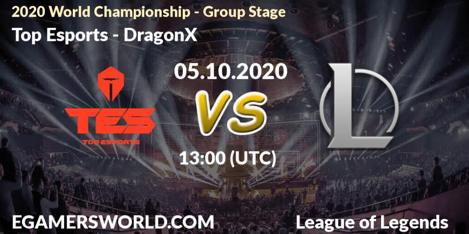 Prognoza Top Esports - DRX. 05.10.2020 at 13:00, LoL, 2020 World Championship - Group Stage