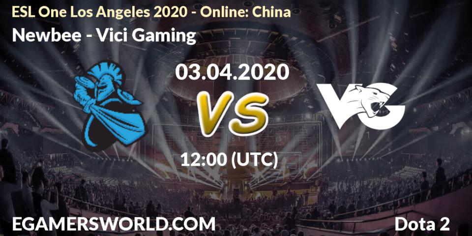 Prognoza Newbee - Vici Gaming. 03.04.20, Dota 2, ESL One Los Angeles 2020 - Online: China