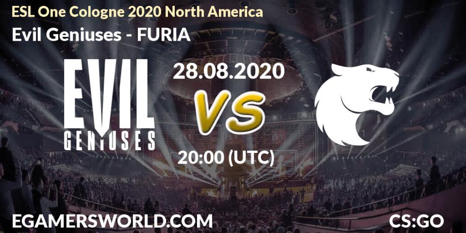 Prognoza Evil Geniuses - FURIA. 28.08.2020 at 20:05, Counter-Strike (CS2), ESL One Cologne 2020 North America
