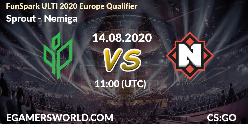 Prognoza Sprout - Nemiga. 14.08.2020 at 11:00, Counter-Strike (CS2), FunSpark ULTI 2020 Europe Qualifier