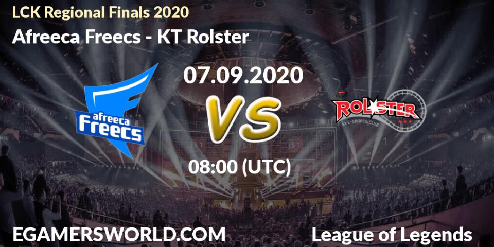 Prognoza Afreeca Freecs - KT Rolster. 07.09.2020 at 08:00, LoL, LCK Regional Finals 2020