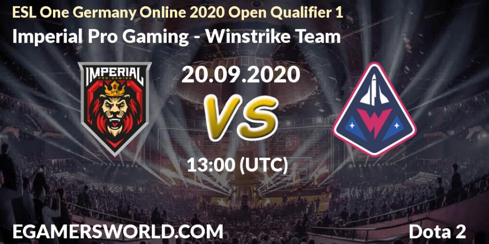 Prognoza Imperial Pro Gaming - Winstrike Team. 20.09.2020 at 13:00, Dota 2, ESL One Germany 2020 Online Open Qualifier 1