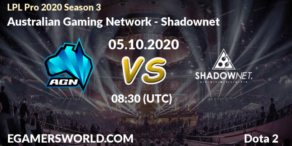 Prognoza Australian Gaming Network - Shadownet. 05.10.20, Dota 2, LPL Pro 2020 Season 3