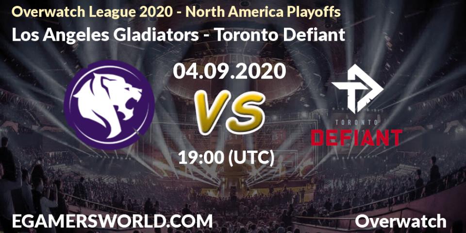 Prognoza Los Angeles Gladiators - Toronto Defiant. 04.09.2020 at 19:00, Overwatch, Overwatch League 2020 - North America Playoffs