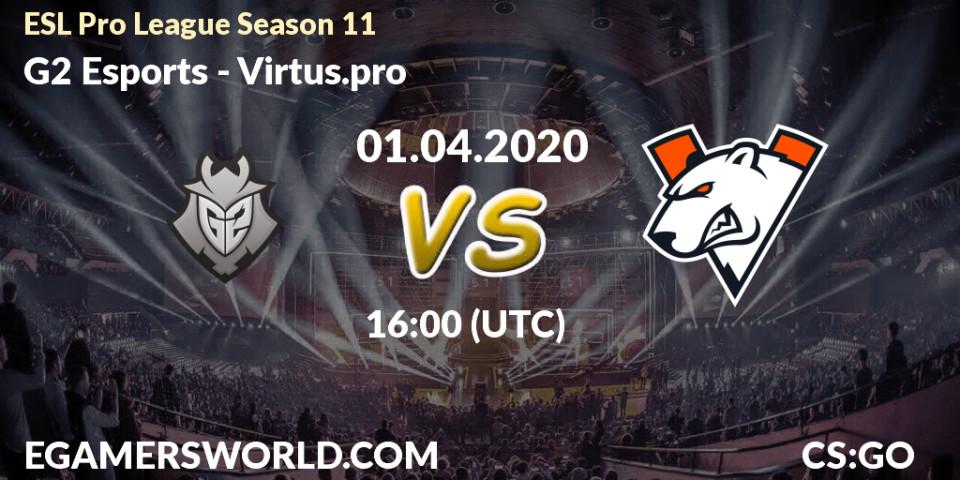 Prognoza G2 Esports - Virtus.pro. 01.04.2020 at 16:00, Counter-Strike (CS2), ESL Pro League Season 11: Europe