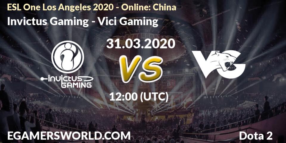 Prognoza Invictus Gaming - Vici Gaming. 31.03.2020 at 12:02, Dota 2, ESL One Los Angeles 2020 - Online: China