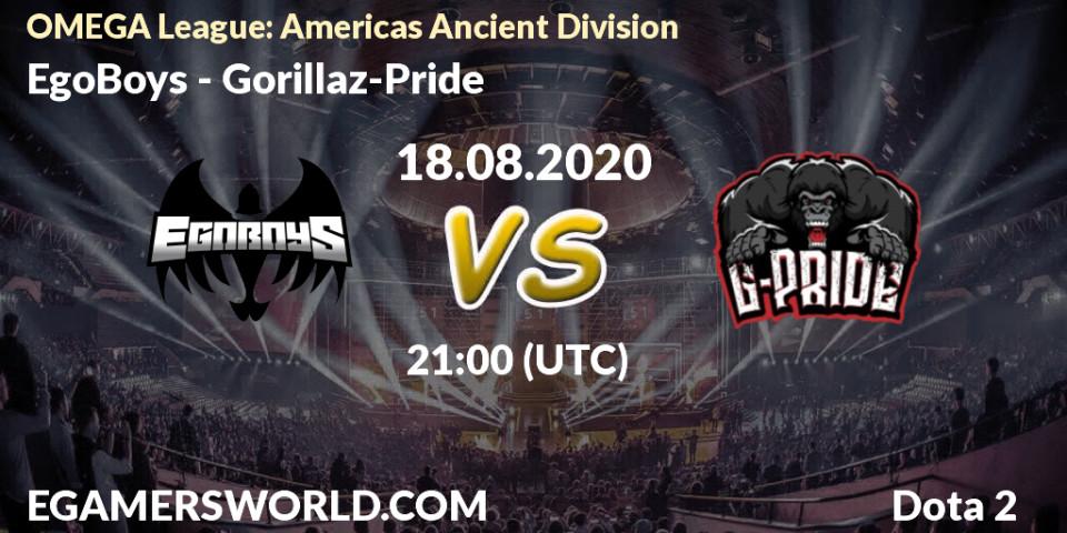 Prognoza EgoBoys - Gorillaz-Pride. 18.08.20, Dota 2, OMEGA League: Americas Ancient Division