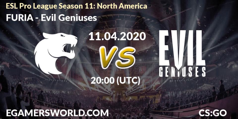 Prognoza FURIA - Evil Geniuses. 11.04.2020 at 20:30, Counter-Strike (CS2), ESL Pro League Season 11: North America