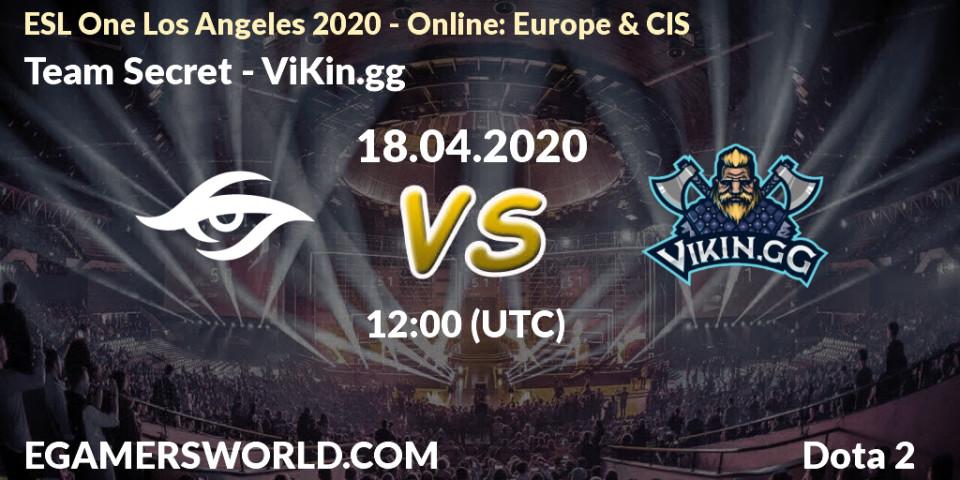 Prognoza Team Secret - ViKin.gg. 18.04.2020 at 12:00, Dota 2, ESL One Los Angeles 2020 - Online: Europe & CIS