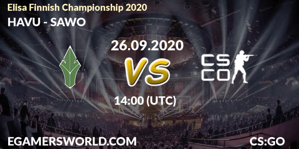 Prognoza HAVU - SAWO. 26.09.2020 at 14:00, Counter-Strike (CS2), Elisa Finnish Championship 2020