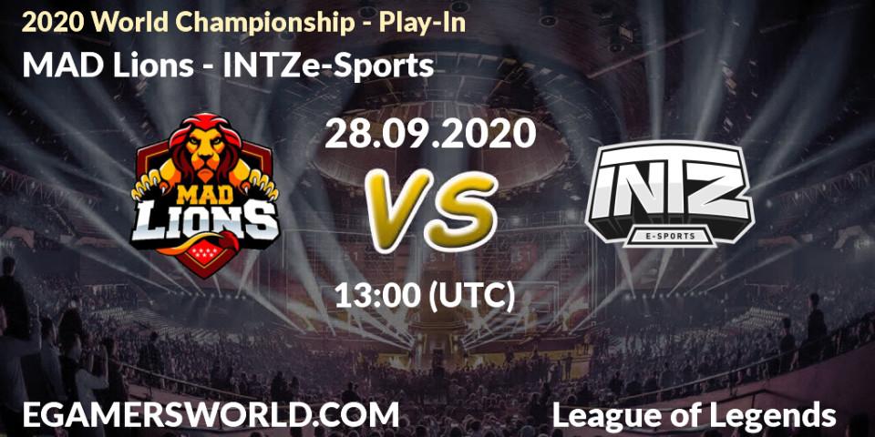 Prognoza MAD Lions - INTZ e-Sports. 28.09.2020 at 12:05, LoL, 2020 World Championship - Play-In