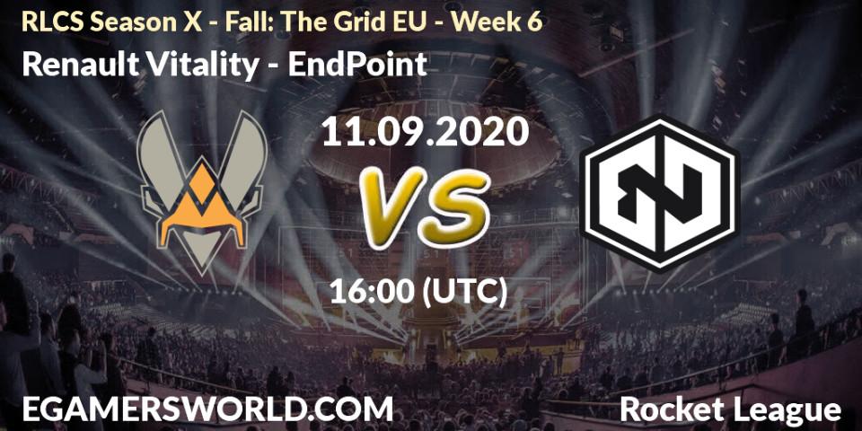 Prognoza Renault Vitality - EndPoint. 11.09.2020 at 16:00, Rocket League, RLCS Season X - Fall: The Grid EU - Week 6