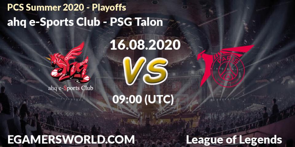Prognoza ahq e-Sports Club - PSG Talon. 16.08.20, LoL, PCS Summer 2020 - Playoffs